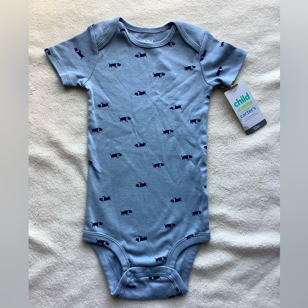Carters Puppy Dog Pattern Bodysuit 12 Months 12M New With Tags NWT